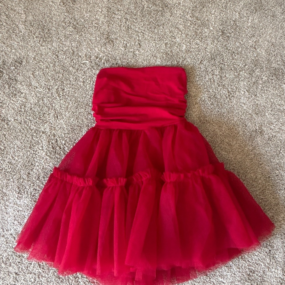 Lulu's Vibrant Red Strapless Dress